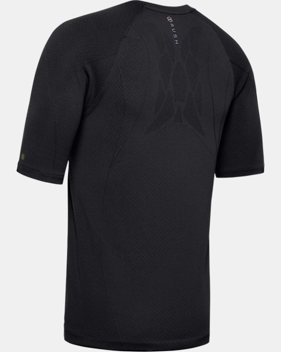 Men's UA RUSH™ Seamless Compression Short Sleeve in Black image number 6